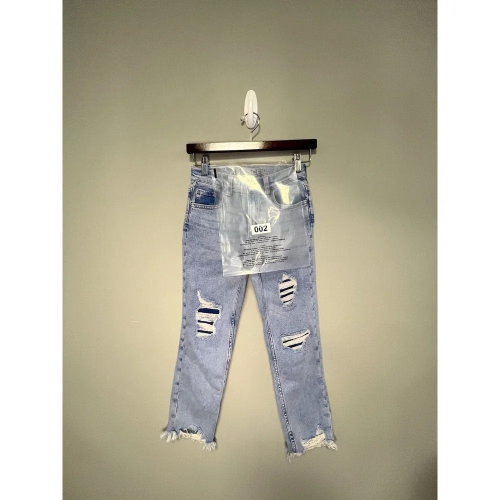 Justice‎ Light Blue Jeans Girls 10 Slightly Ripped Frayed Ankles